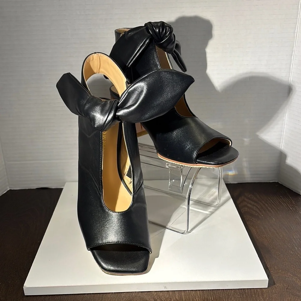 Moommo Elegant Black Women's Peep-Toe Heels